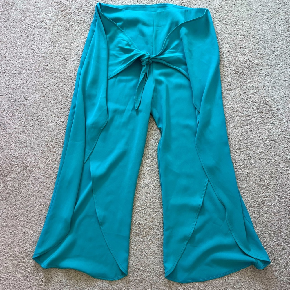 Blue Dress Pants with High Leg Seam